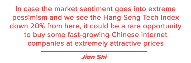 In case the market sentiment goes into extreme pessimism and we see the Hang Seng Tech Index down 20% from here, it could be a rare opportunity to buy some fast-growing Chinese internet companies at extremely attractive prices