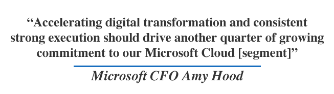 Accelerating digital transformation and consistent strong execution should drive another quarter of growing commitment to our Microsoft Cloud [segment]